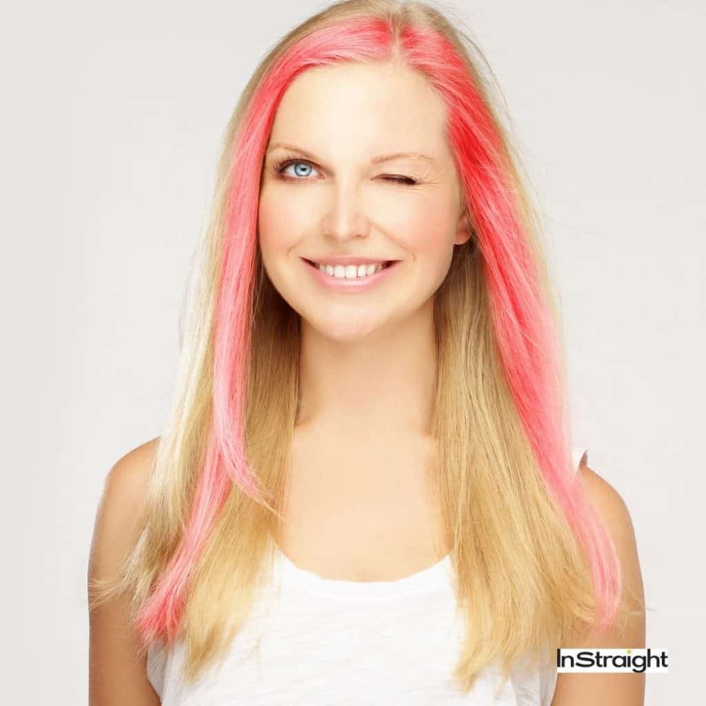 lady with blonde and pink hair